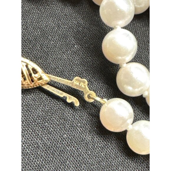 Cultured Pearl White 36 Inch 14 K FIC Marked Pearl 5.5 MM Single Strand - Picture 4 of 7
